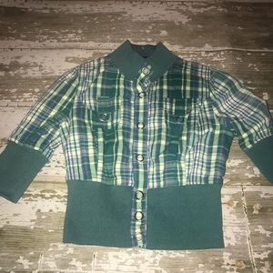 Cropped Plaid Bomber Jacket Blazer Rue 21 sz Medium